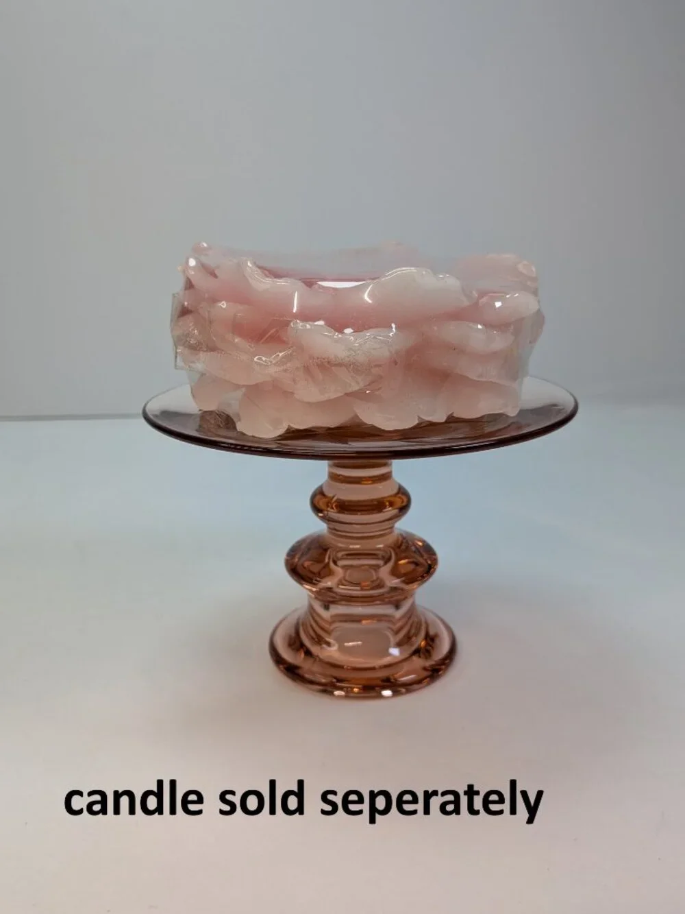 Vintage 1930s Depression Elegant Pink Glass Candle Holder / Pedestal Stand